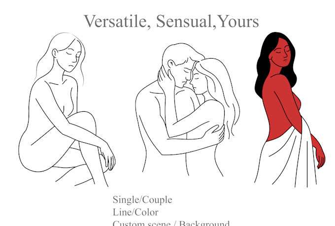 draw custom nsfw line art, pinup illustration, vector art